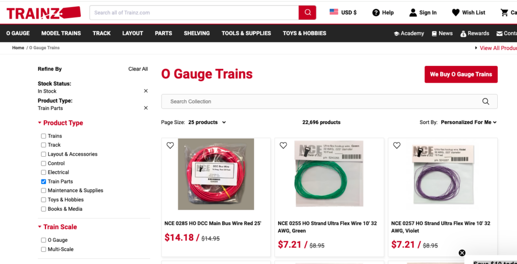 screenshot of website